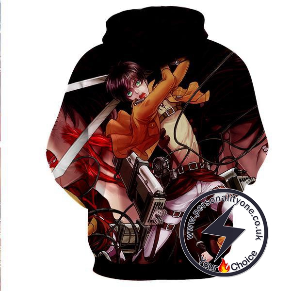 Attack On Titan - Eren Yeager 3D - Attack On Titan Hoodies